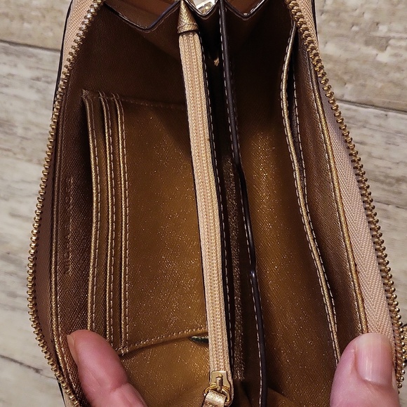 Michael Kors Gold Shimmer 3/4 Zip Wallet - Picture 7 of 13